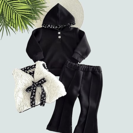 Fete 0-2 ani - Set 3 piese - Black Chic & Cozy Vest