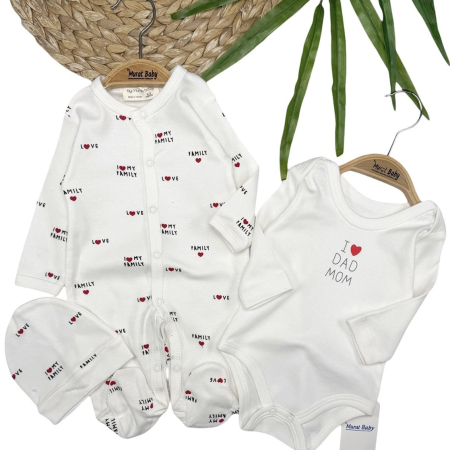 Salopete - Set 3 piese “i love mom and dad”