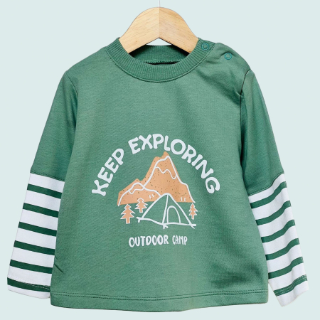 Set baietei Keep Exploring – verde mentă si dungi albe [1]