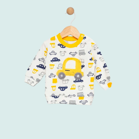 Set bluzita cu masinuta si pantalon galben [2]