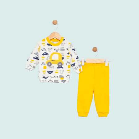 Set bluzita cu masinuta si pantalon galben [1]