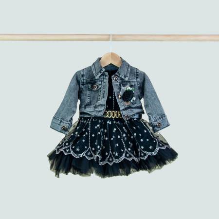 Set cu rochiță si jacheta din blug [1]