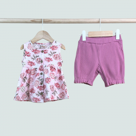 Seturi fetite 0-2 ani - Set din 2 piese - Tunica si Pantalonasi