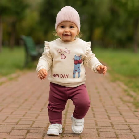 Seturi - Set fetite bluzita cu volanase si pantaloni asortati