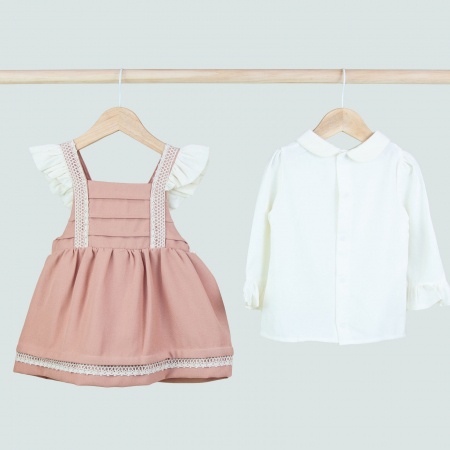 Seturi fetite 0-2 ani - Set sarafan cu bretele si cămașă