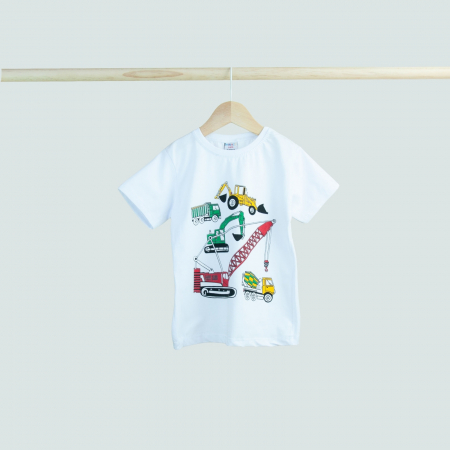 Tricouri - Tricou băiețel cu utilaje de construcții – aventură în fiecare zi!