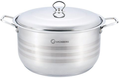 Cratițe - Cratita înaltă profesională cu mânere groase nituite cu capac din inox 36 cm 20 L Grunberg