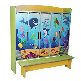 Dulapuri - Dulap Vestiar din 5 compartimente cu banca