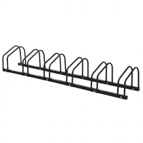 Echipamente Urbane - HOMCOM Suport de parcare pentru 6 biciclete din otel, 179x33x27 cm, negru