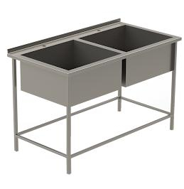 Mobilier Inox - Masa 1000x500x850 cu 2 cuve 400x400x300