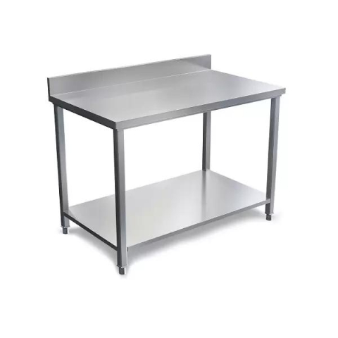 Mobilier Inox - Masa 1000x600x850 cu 1 polita plata si rez. pentru coș de gunoi
