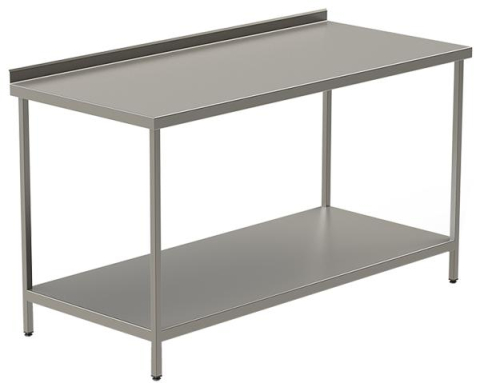 Masă din inox - Masa cu bordura și polita plata de 1300*720*870 mm