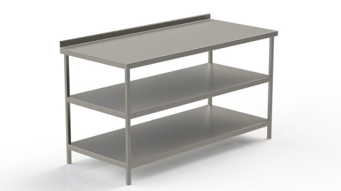 Masă din inox - Masa de inox fara bordura cu 1800*600*850 ,cu 2 rafturi plate