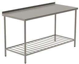 Mobilier Inox - Masa din inox cu bordura si polita grilata 1200x570x850 mm
