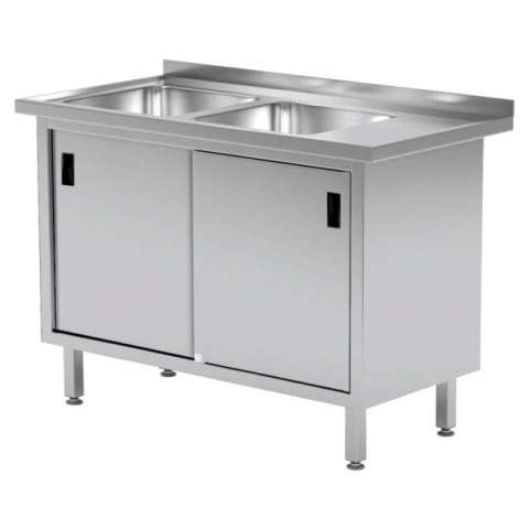 Dulap inox - Masa-dulap 1000x600x850 cu 2 cuve 425x425x400