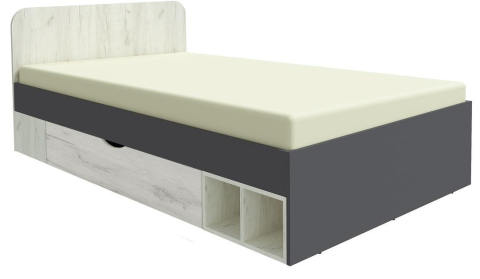 Paturi - Pat copii Yasen Дисней 1200 Gri grafit/Stejar alb Kraft