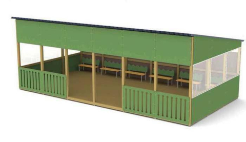 Terenuri de joacă - Pavilion cu podea si bănci