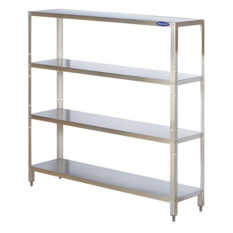Мебель из нержавеющей стали - Стеллаж из нержавеющей стали с 4 уровнями и плоскими полками 460x1830x1800