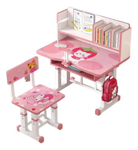 Set Masă și scaun - Set birou și scaun reglabil pentru copii, culoare pink
