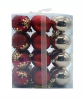 Brazi și decor de Crăciun - Set globuri  24buc*6cm Red