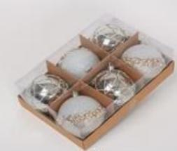 Brazi și decor de Crăciun - Set globuri 8 cm 6pcs Double silver
