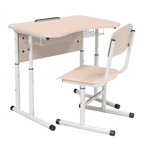 Set Masă și scaun - Set scolar 1 Bancă reglabilă (prindere ascunsă) cu scaun reglabil și poliță 700*500*760
