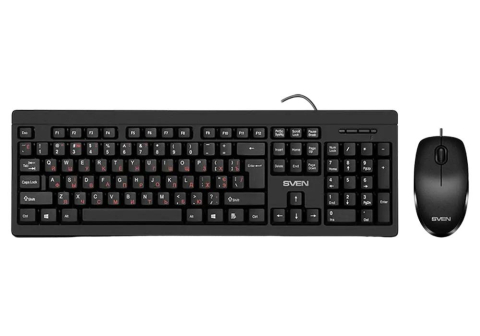 Calculatoare și laptopuri - Set Tastatură + Mouse SVEN KB-S320C, Cu fir, Negru