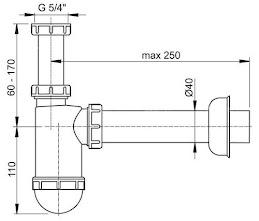 Дом и сад - Сифон для кухонной мойки Alcaplast Диаметр 40