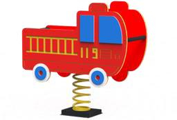 Пружинная качалка - Качалка с фигурой пожарной машины из HDPE и пружиной