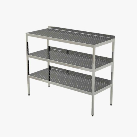 Стеллаж из нержавеющей стали - Стеллаж 1000x400x1600 с 3 решетчатыми полками