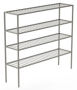 Мебель из нержавеющей стали - Стеллаж из нержавеющей стали с 4 рифлеными полками 1000x400x1700мм