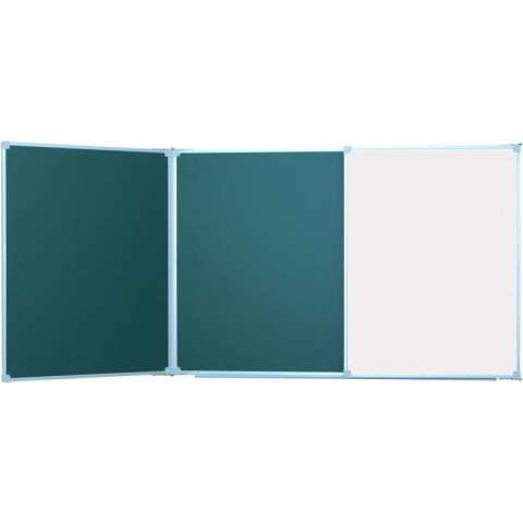 Магнитная доска - Школьная доска трехстворчатая комбинированная линейная магнитная 3000x1000