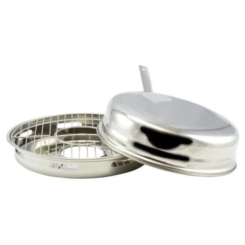 Vase și ustensile de bucătărie - Tigaie Grill pentru aragaz Grunberg cu capac si maner din otel inoxidabil, 32.5x13.5 cm