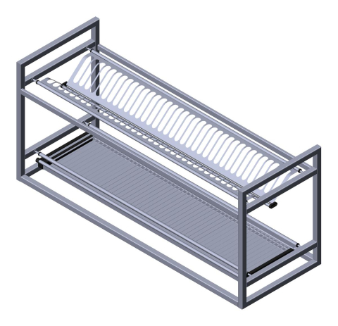 Стеллаж из нержавеющей стали - Сушилка для посуды 1000x400x450 с 2 уровнями