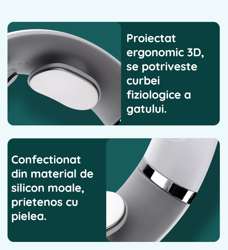 Aparat de Masaj Cervical Multifunctional 3D Clavi, Portabil, Impulsuri Electromagnetice, Telecomanda si Voce, pentru Dureri de Gat si Spate, 5 Moduri de Masaj, 16 Nivele de Intensitate, Alb [8]