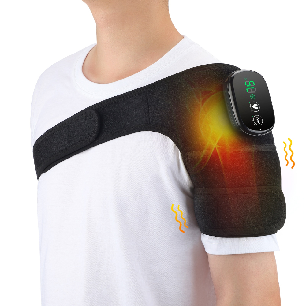 Aparat de Masaj pentru Genunchi Clavi, Multifunctional, Amelioreaza Durerea de Genunchi, Umeri, Coate, 3 Functii de Masaj, 3 Nivele de Incalzire, Genunchiera cu Afisaj Digital, Acumulator 5000 mAh, Marime Universala, Negru [4]