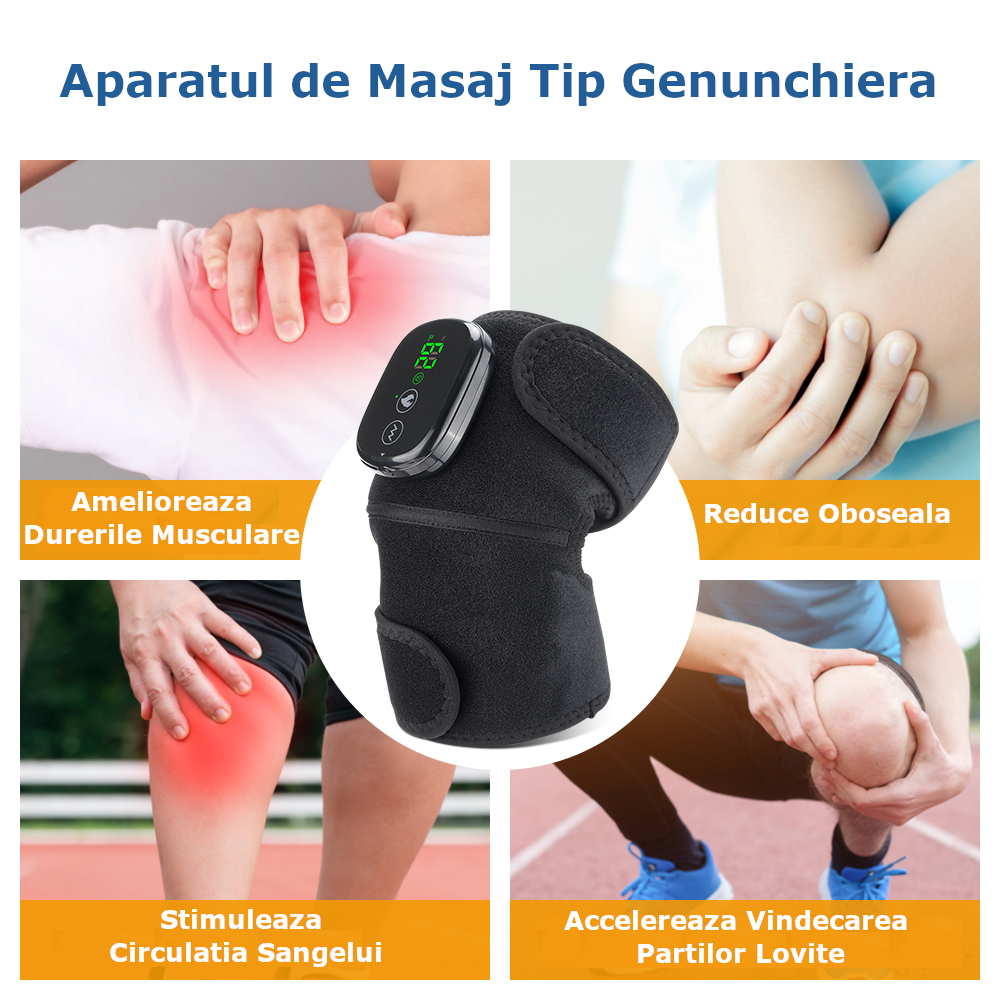 Aparat de Masaj pentru Genunchi Clavi, Multifunctional, Amelioreaza Durerea de Genunchi, Umeri, Coate, 3 Functii de Masaj, 3 Nivele de Incalzire, Genunchiera cu Afisaj Digital, Acumulator 5000 mAh, Ma [5]