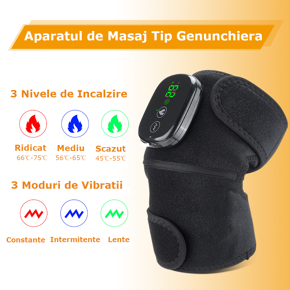 Aparat de Masaj pentru Genunchi Clavi, Multifunctional, Amelioreaza Durerea de Genunchi, Umeri, Coate, 3 Functii de Masaj, 3 Nivele de Incalzire, Genunchiera cu Afisaj Digital, Acumulator 5000 mAh, Ma [6]