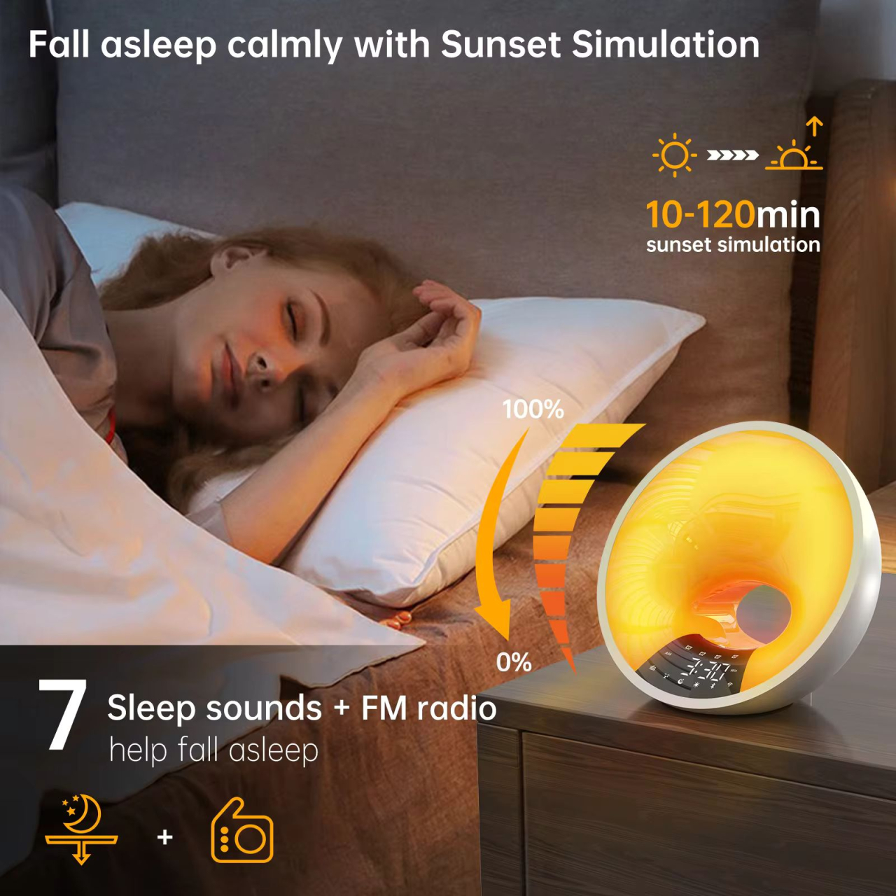 Ceas desteptator digital cu milioane de culori 25 sunete naturale si 6 preseturi ritmate de lumini, radio FM, conectare Bluetooth, aplicatie Android [5]
