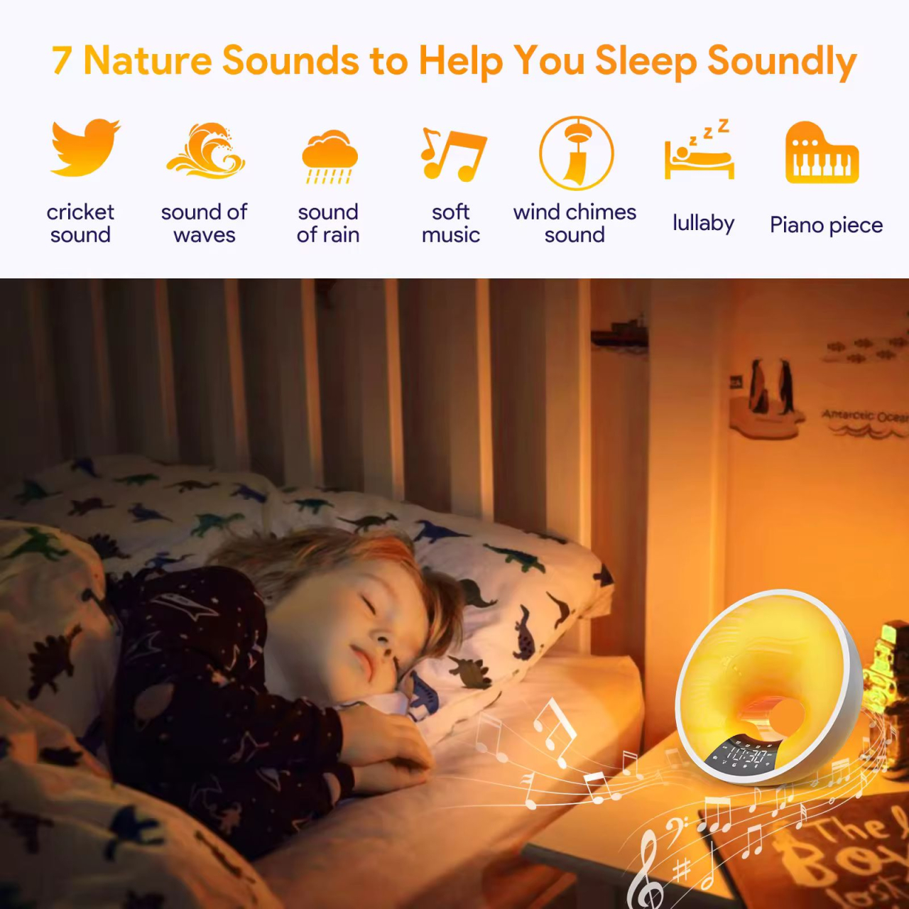 Ceas desteptator digital cu milioane de culori 25 sunete naturale si 6 preseturi ritmate de lumini, radio FM, conectare Bluetooth, aplicatie Android [6]