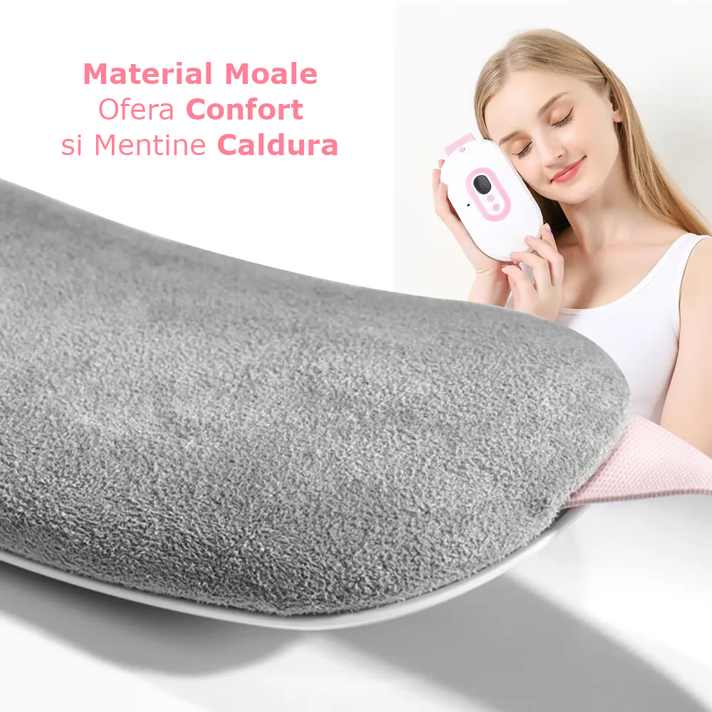 Centura Abdominala Aparat cu Incalzire si Masaj Clavi, pentru Dureri Menstruale si Ciclu, Dureri Lombare, Portabil, Temperatura Reglabila, Alb Roz [10]
