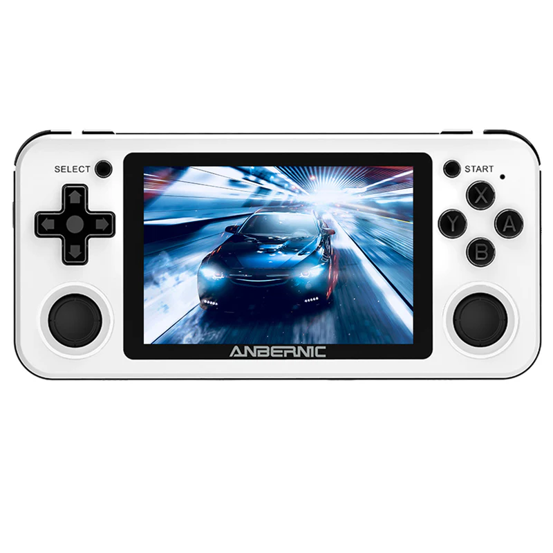 Consola de jocuri retro portabila ANBERNIC RG351P 64GB, quad core Cortex-A35 1.5GHz, RAM 1GB DDR3, Display 3.5 inch IPS 320x480, acumulator 3500 mAh, alba [1]