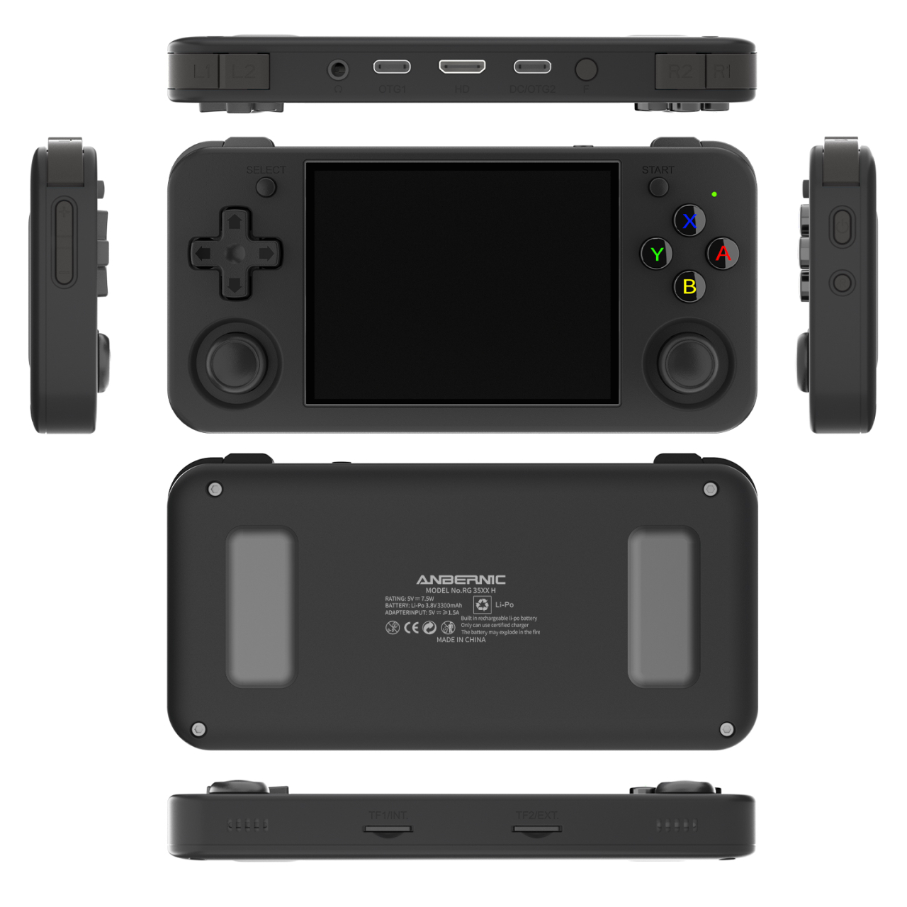 Consola portabila retro ANBERNIC RG35XX H cu jocuri, quad core Cortex-A53 1.5GHz, 1GB LPDDR4, IPS LCD 3.5" 640x480, 3300 mAh, WiFi 5, Bluetooth 4.2, negru [3]