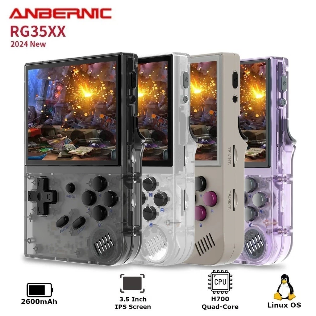 Consola retro ANBERNIC RG35XX 64GB cu jocuri, quad core Cortex-A53 1.5GHz, 1GB LPDDR4, IPS LCD 3.5" 640x480 4:3, acumulator 2600 mAh, alb transparent, portabila [3]