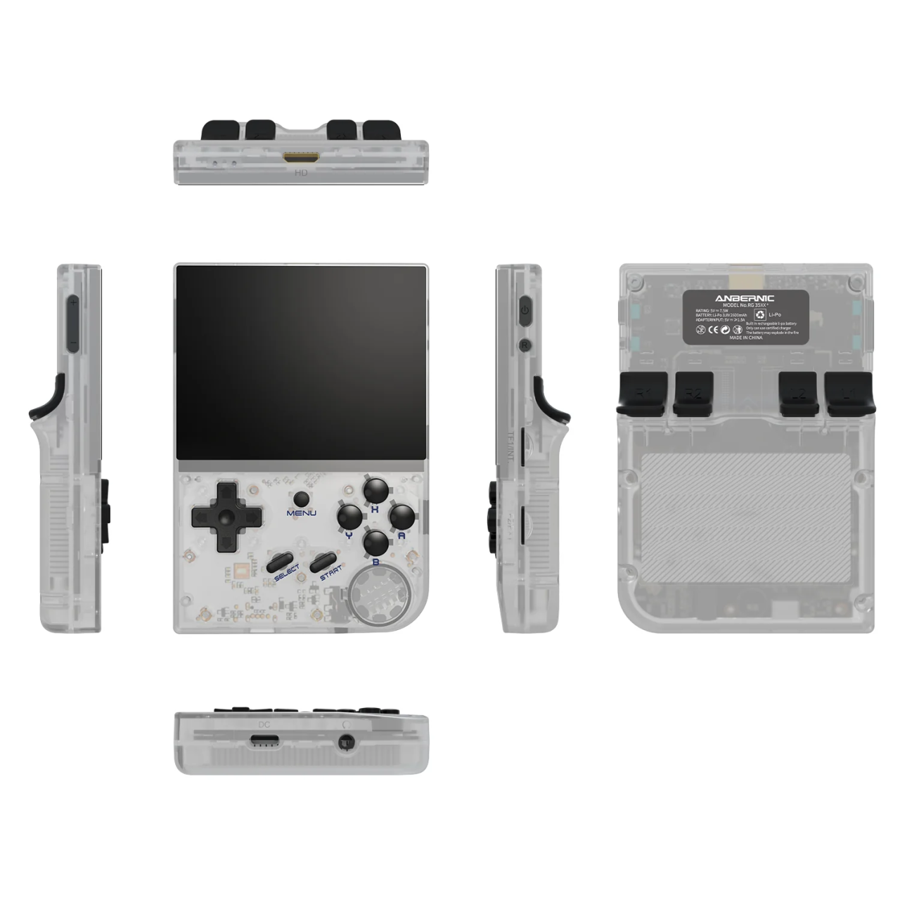 Consola retro ANBERNIC RG35XX 64GB cu jocuri, quad core Cortex-A53 1.5GHz, 1GB LPDDR4, IPS LCD 3.5" 640x480 4:3, acumulator 2600 mAh, alb transparent, portabila [16]