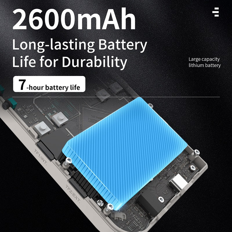 Consola retro ANBERNIC RG35XX 64GB cu jocuri, quad core Cortex-A53 1.5GHz, 1GB LPDDR4, IPS LCD 3.5" 640x480 4:3, acumulator 2600 mAh, mov transparent, portabila [8]