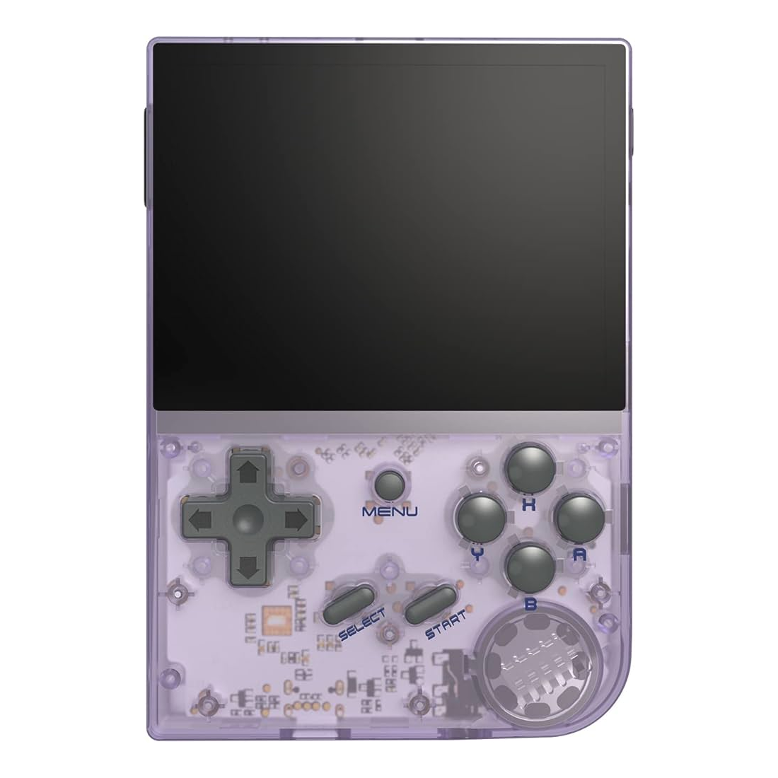 Consola retro ANBERNIC RG35XX 64GB cu jocuri, quad core Cortex-A53 1.5GHz, 1GB LPDDR4, IPS LCD 3.5" 640x480 4:3, acumulator 2600 mAh, mov transparent, portabila [10]