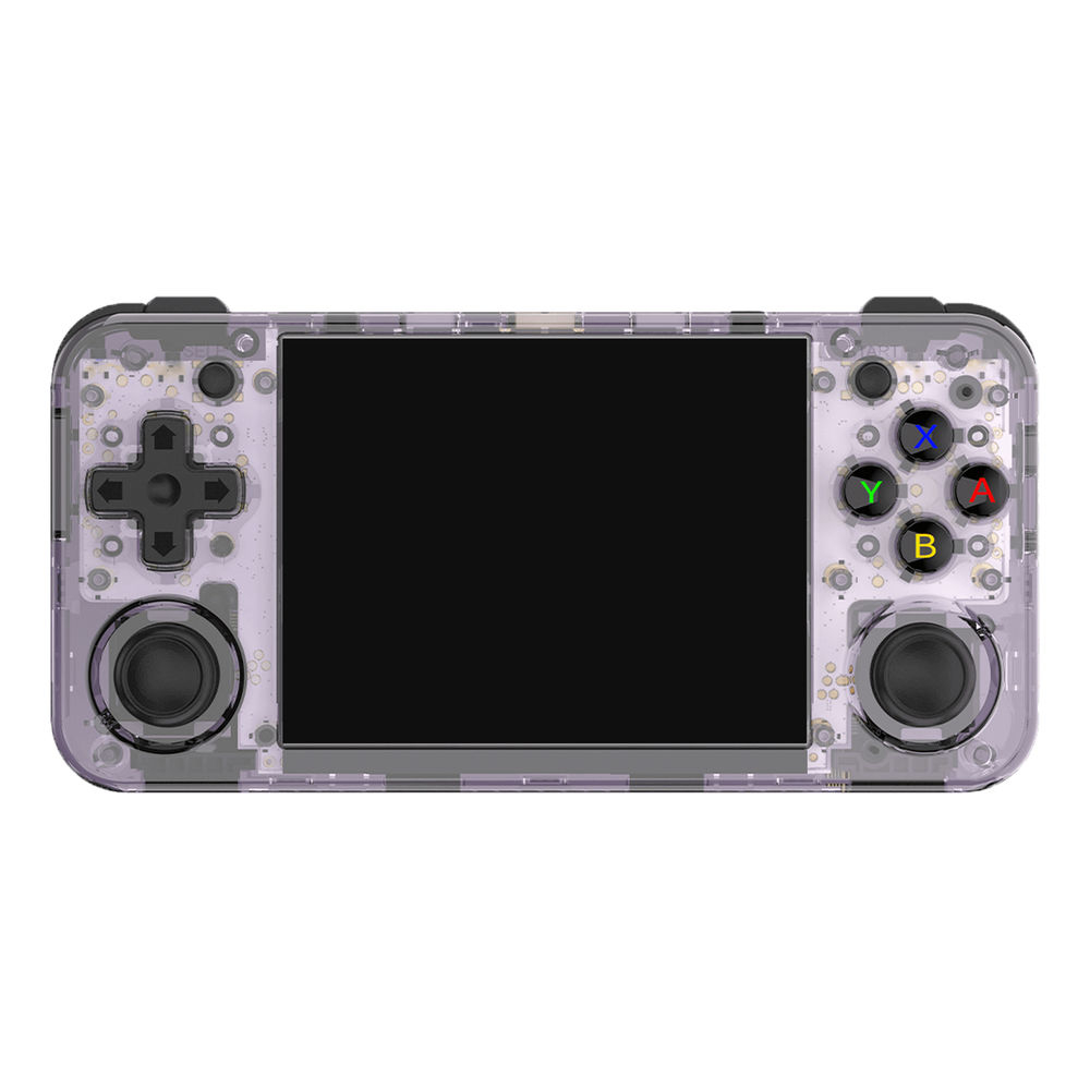 Consola retro ANBERNIC RG35XX H 64GB cu jocuri, stock OS, quad core 1.5GHz, 1GB LPDDR4, IPS LCD 3.5" 640x480, 3300 mAh, WiFi 5, Bluetooth 4.2, portabila, mov transparent [2]