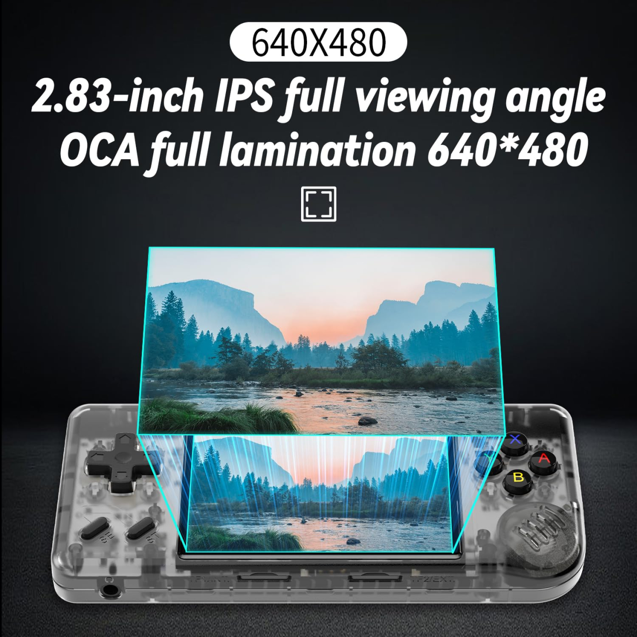 Consola retro portabila Anbernic RG28XX 64GB cu jocuri, quad core Cortex-A35 1.5GHz, 1GB LPDDR4, IPS LCD 3.5" 640x480, 3100 mAh, negru transparent [8]