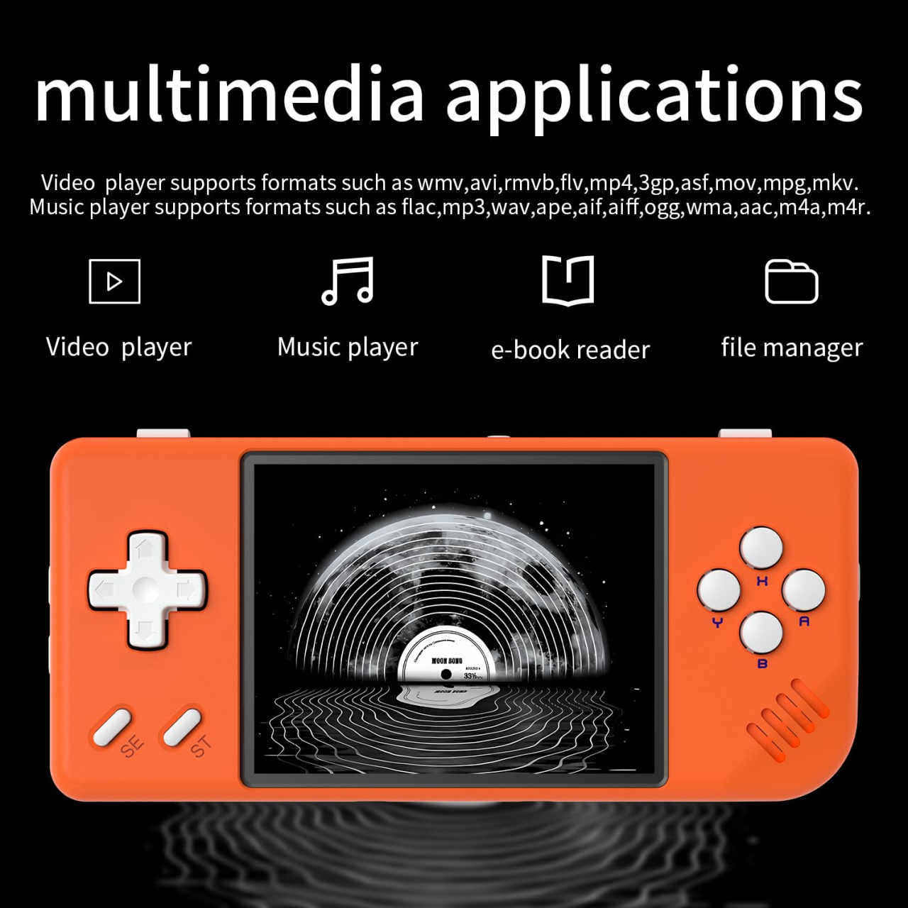 Consola retro portabila Anbernic RG28XX 64GB cu jocuri, quad core Cortex-A35 1.5GHz, 1GB LPDDR4, IPS LCD 3.5" 640x480, 3100 mAh, portocaliu [6]